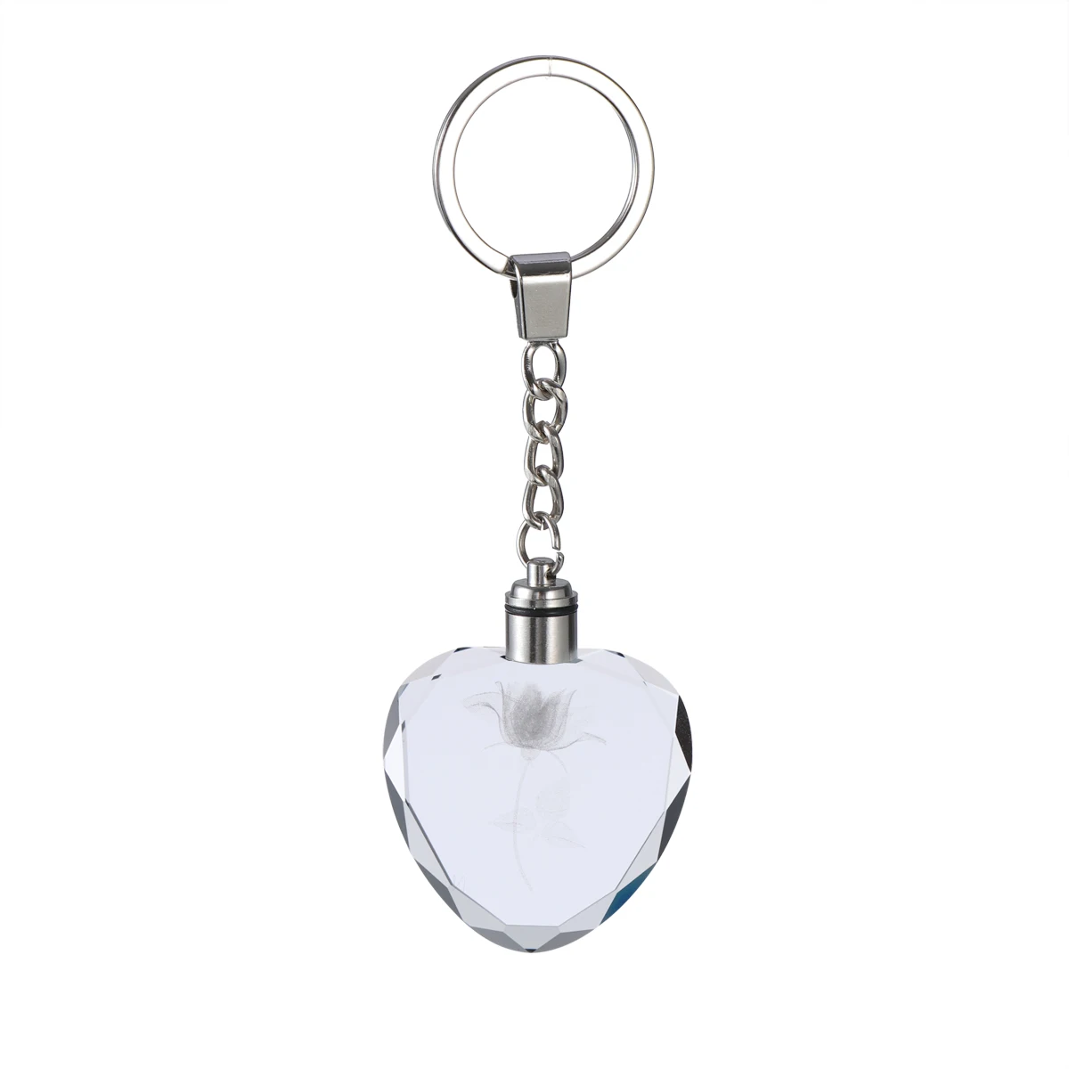 

Dazzling Luminescent Heart-shaped Crystal LED Light Keychain Love Heart Key Chain Rose Key Ring (Multicolor)