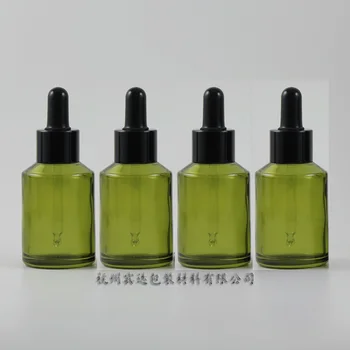 

60ml olive green Glass Essential Oil Bottle With (black aluminum ring+white rubber) dropper cap.Essential Oil Container