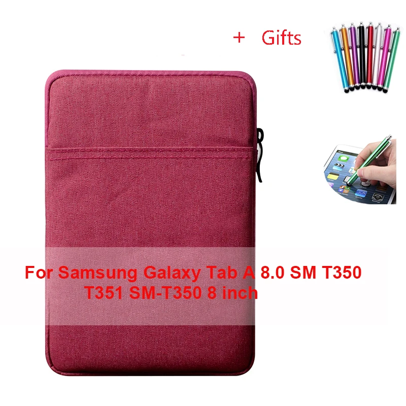 Рукав чехол для планшета для Samsung Galaxy Tab A Tab E 8,0 SM T350 SM-T350 SM T377 T377V T375V T375P закаленное Стекло покрывающая телефон по всей поверхности+ ручка - Цвет: For Samsung T350