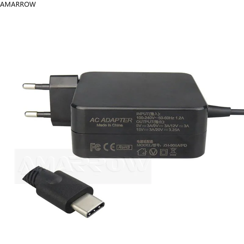 

65W USB-C TYPE-C Portable Universal Laptop Charger Adapter Power supply AC-DC charger for Dell Asus HP Acer Phones and digtal