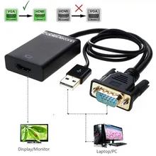 VGA to HDMI Converter Adapter with USB Audio for HDTV Computer Projector VGA Male to HDMI Female Cable цена VGA to HDMI Converter Adapter with USB Audio for HDTV Computer Projector VGA Male to HDMI Female Cable цены онлайн