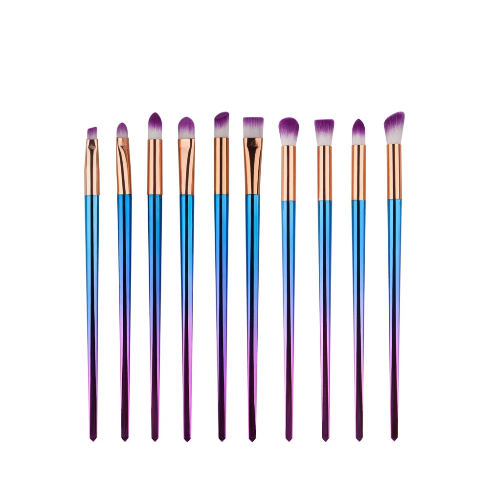 

10 Pcs Rainbow Makeup Brushes Set Rhinestone Make Up Tools Professional Foundation Powder Eye Brush Kit mascara