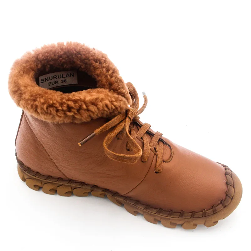 SNURULAN/зимние женские бархатные ботинки из натуральной кожи; зимние ботинки на платформе; женская теплая обувь с хлопчатобумажными стельками; ботильоны на плоской подошве