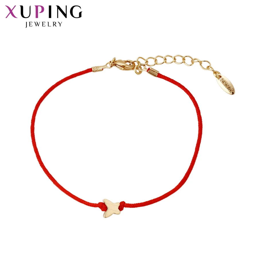 

11.11 Xuping Fashion Red Rope Bracelet New Arrival Elegant Women Friendship Gold Color Plated Bow Pattern Jewelry Gift S60-74713