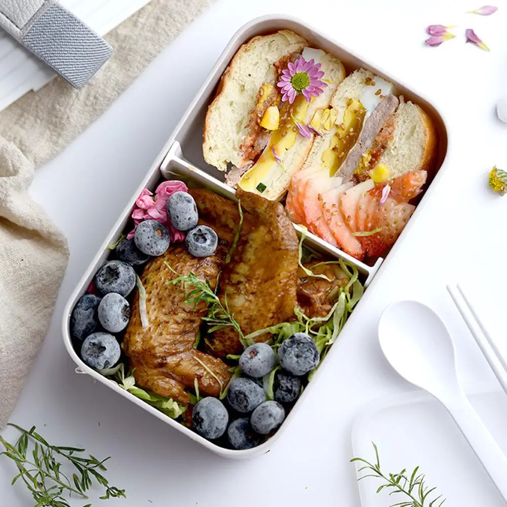 

New Arrival 1000ml 2 Grids Bento Food Container Microwave Oven Student Thermal Lunch Box