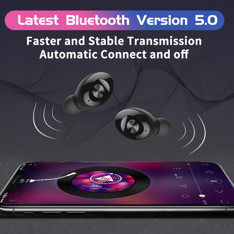 Беспроводные Bluetooth наушники V5.0 TWS спортивные мини 3D стерео музыка бас звук