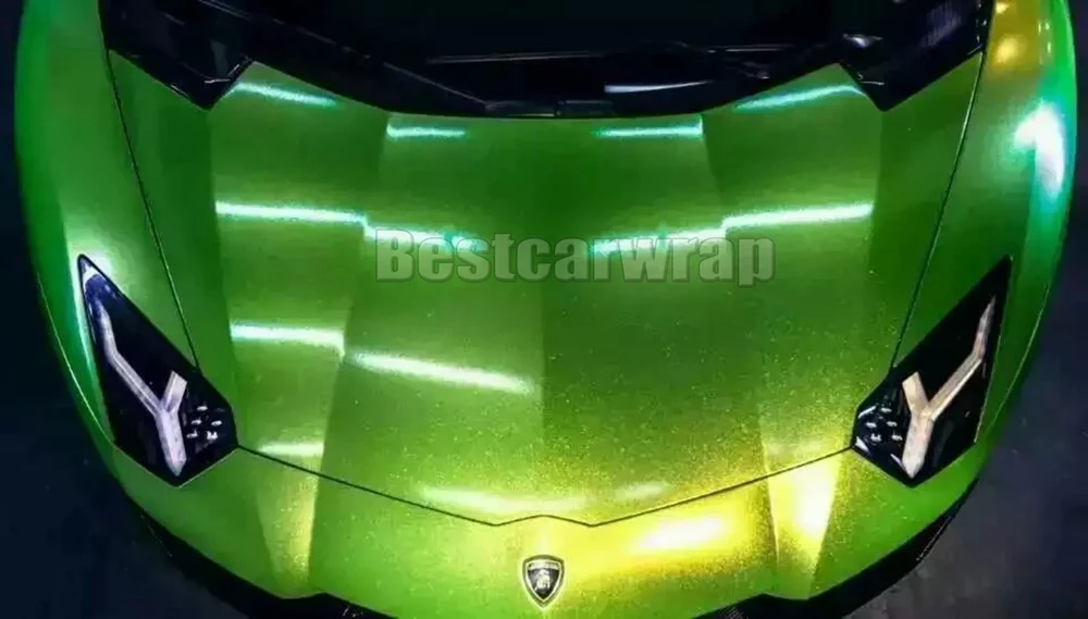 Glossy metallic green car wrap film covering sticker (1)