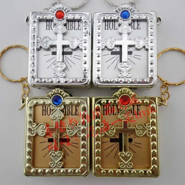 200 Pieces lot Silver Plated Mini Holy Bible Keyring CRAFTS VBS 