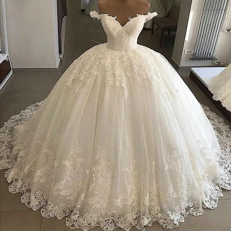 

Vintage Vestidos De Novia casamento 2019 Bridal Gowns Ball Gown Lace Applique Wedding Dress Robe De Mariee trouwjurk
