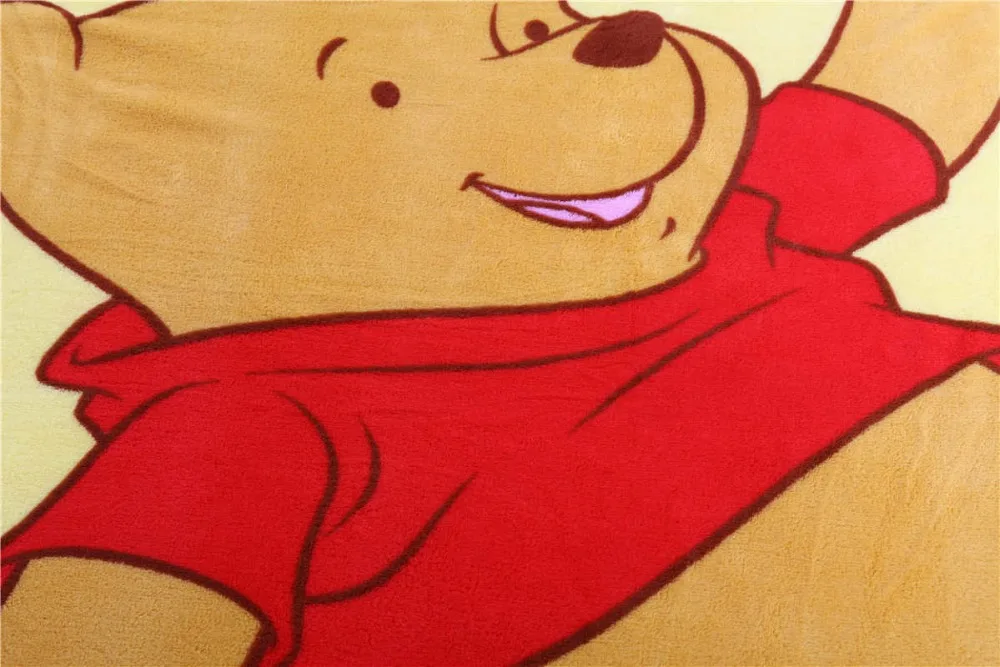 Одеяло с принтом Винни-Пуха, Дисней, 150*200 см, для детской спальни, Декор, полиэстер, мультяшный персонаж, желтый коралловый флис, ткань