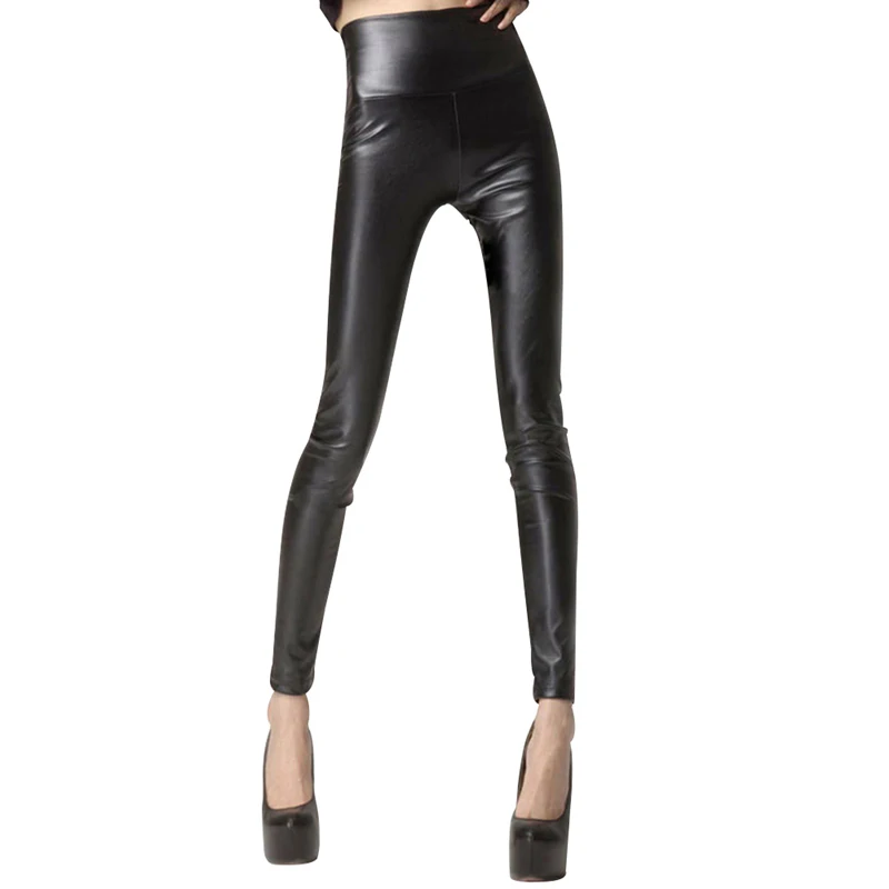 2018 Hot High Waist PU Leather Leggings Sexy Skinny Black Leather Matt ...