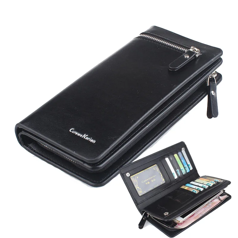 

New Business men wallets Long Designer Men's leather wallet with zipper Man Purse with Coin Pocket Male Card holder