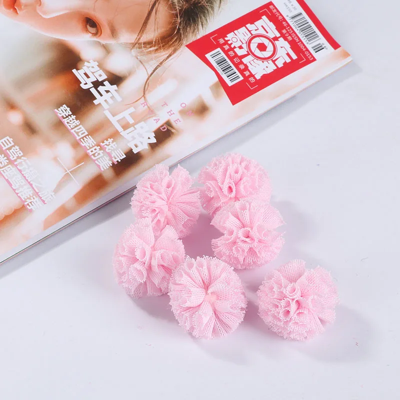 30PC/Pack Colorful Lace Net Yarn Flower Trim Balls DIY Clothing Bag Shoes Craft Supplies Children Handmade Decorative Pompones - Цвет: 2 Light pink