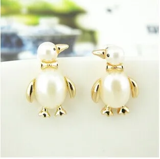 Perla Arco Pinguino Orecchini/Coreano Gioielli Di Lusso/Brincos Femininos/Pendientes/Aretes/Bijoux Femme/Boucles D' Oreille/Perlas