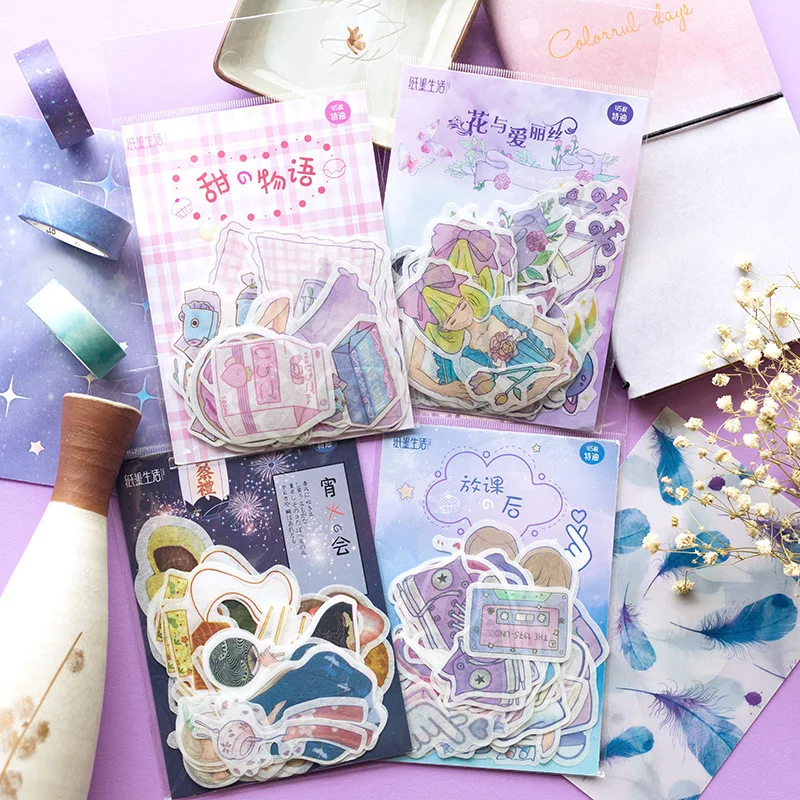 

16 pack/lot Flowers Alice Bullet Journal Decorative Adhesive Stickers DIY Decoration Diary Stationery Stickers Children Gift