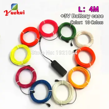 

4Meters EL Wire Powered By 3V steady on withTube Rope Electroluminescent Flexible Neon Cold Light Car Party Wedding Decoration