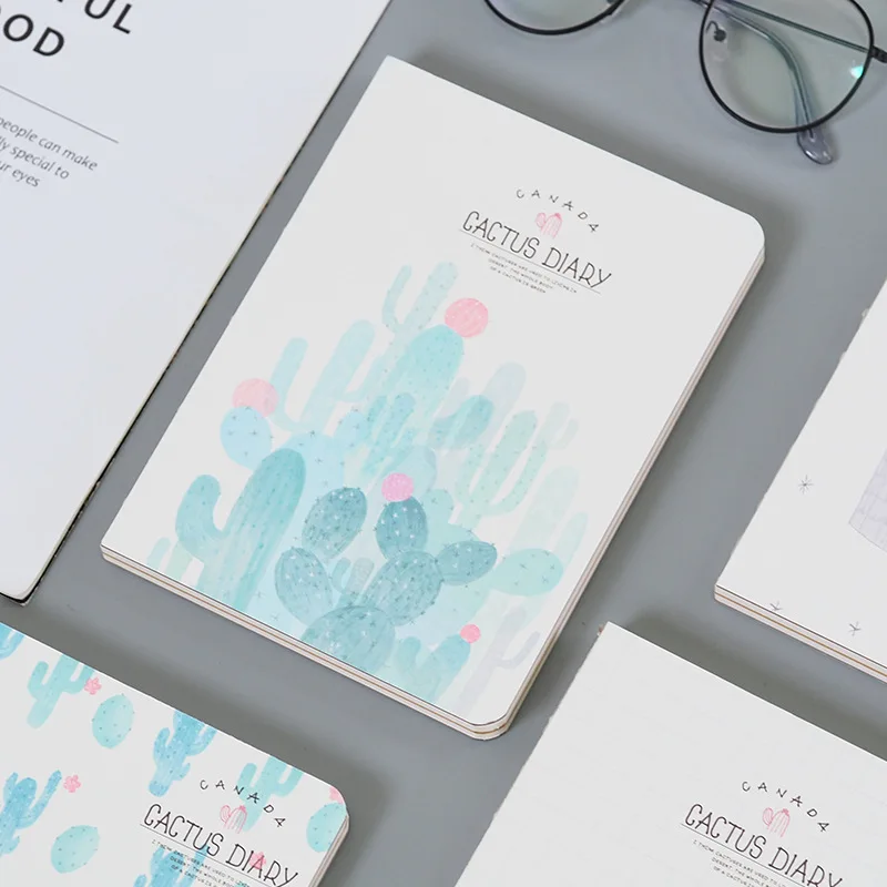 

Cute Kawaii Cartoon Cactus Printing White Kraft Paper Painting Drawing NoteBook Diary Notepad Korean Office School Stationery