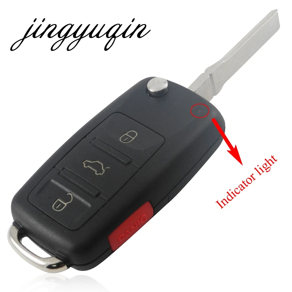 jingyuqin 3 1 Panic 4 Buttons Flip Remote Key Shell fit for VOLKSWAGEN VW Touareg Switchblade