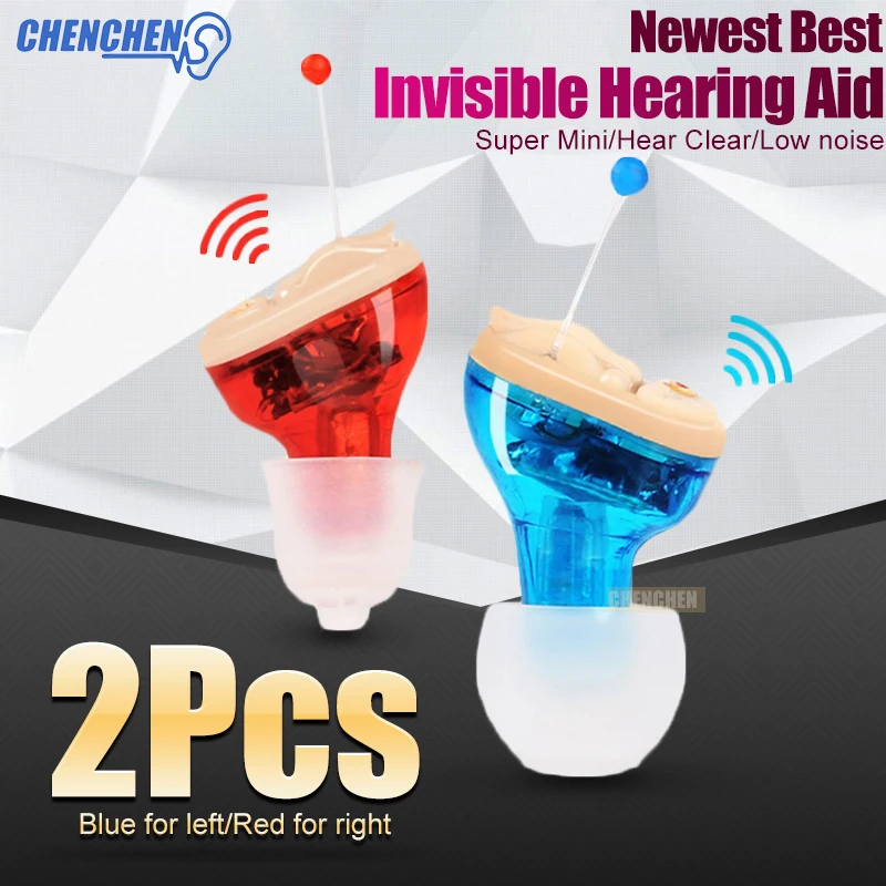 

Super Mini Blue/Red Invisible Ear Amplifier Hearing Aids Inner Ear Sound Amplifier Deaf Audifonos Ear Care