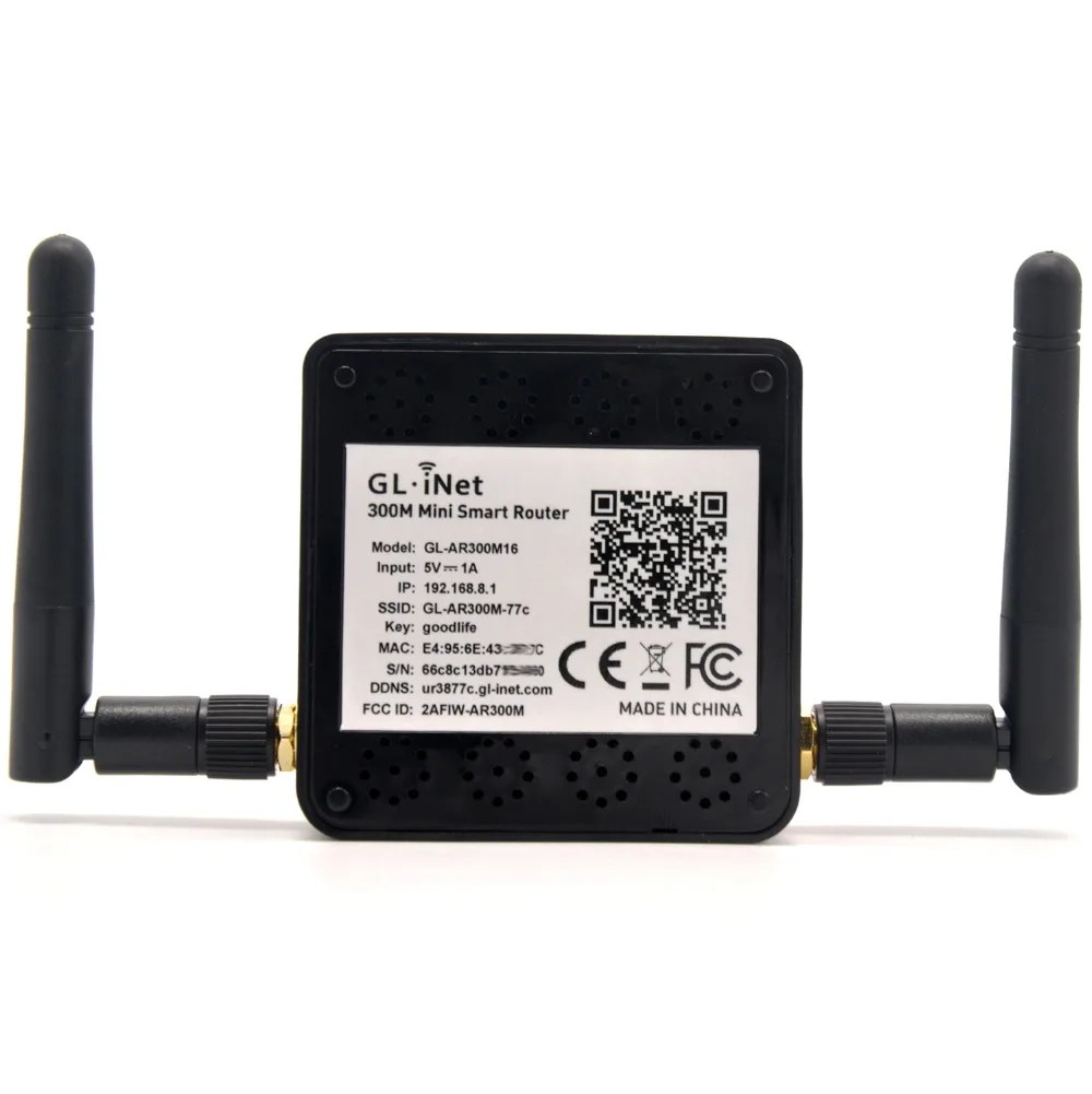 GL. iNet GL-AR300M16 Qulcomm QCA9531 300 Мбит/с беспроводной мини WiFi роутер OPENWRT дорожный маршрутизатор 128 МБ ram с 2* 2dBi WiFi антенной