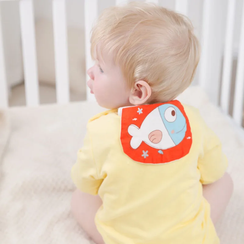 4 Pieces Newborn Baby Bibs Soft Infant Baby Absorb Dry Sweat Wipe Back Stuff Cotton Feeding Wicking Perspiration Cartoon Towel