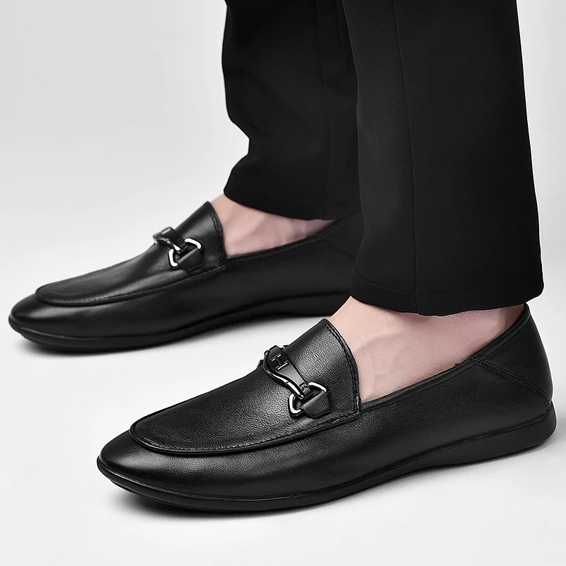 

Leather Men Flats loafers 2018 New Men Fashion Casual Shoes High Quality Men Loafers Shoes 5