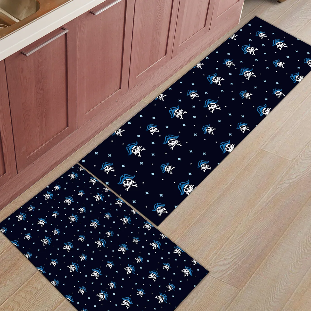

Pirate's Skull Cartoon Doormats For Entrance Way Dirt Debris Mud Trapper Boot Shoes Scraper Machine Washable Bath Shower