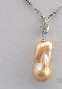 

ddh003783 baroque pink reborn keshi pearl pendant Silver necklace