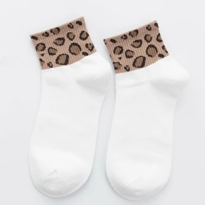 Горячая Распродажа, женские носки с леопардовым принтом, весна-лето, модные короткие носки с милыми животными, с леопардовым принтом, короткие носки - Цвет: leopard white
