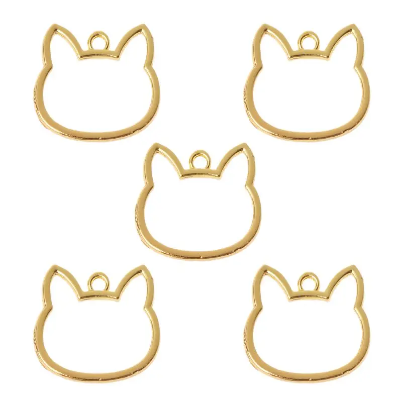 

5Pcs Cat Head DIY UV Frame Pendants Open Bezel Setting UV Resin Jewelry Making