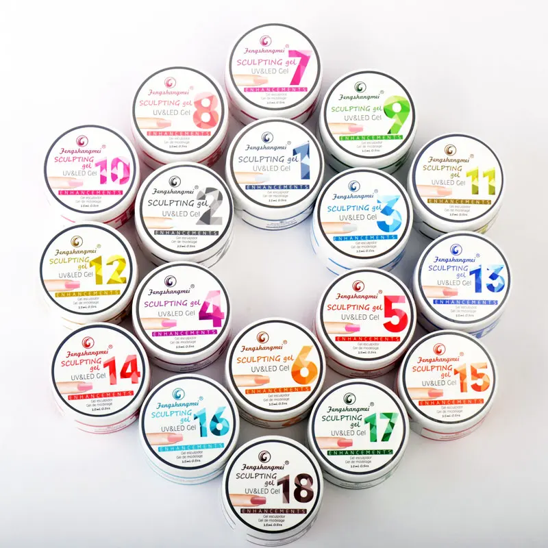 fengshangmei 15ml Builder Nail Art Gel 18 Colors Gel for Building Nails 3D Thick Gels for Nail Extensions 6