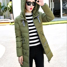 Горячий стиль зимняя куртка пальто Женская парка с капюшоном тонкая средней длины размера плюс пуховая хлопковая парка Женский Топ пальто