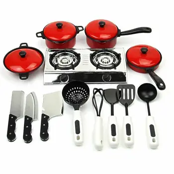 

US STOCK 13PCS Toddler Girls Baby Kids Play Hoe Toy Kitchen Utensils Cooking Pots Pans Food Dishes Cookware Funny Toy