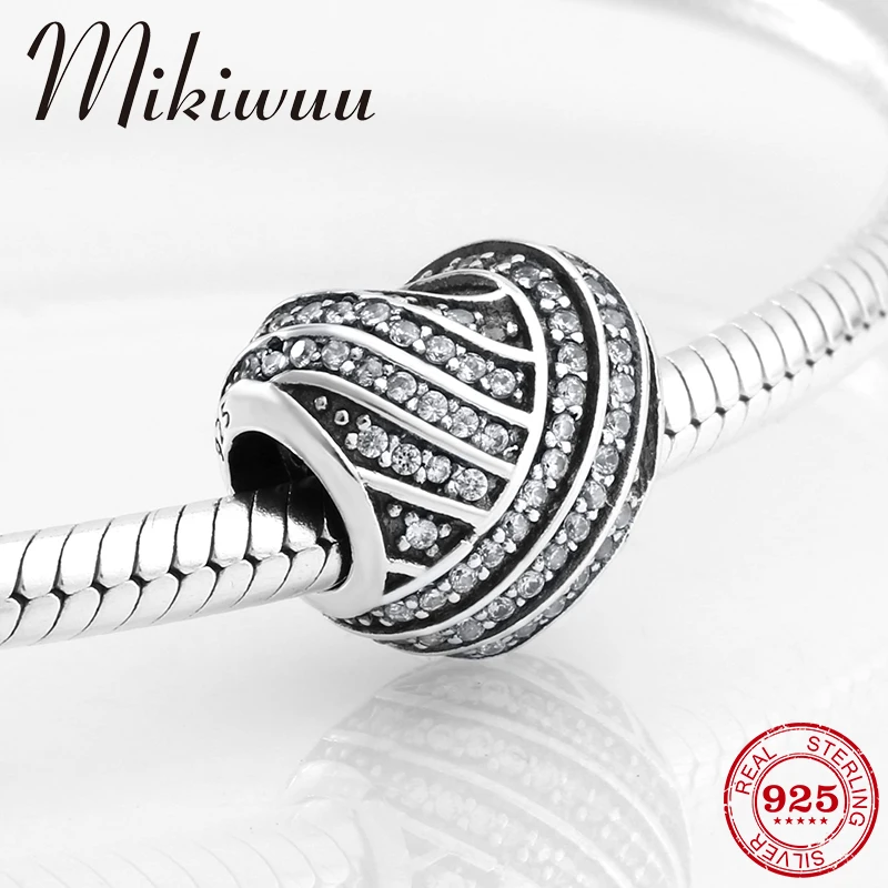 

925 Sterling Silver twining love line Heart shape Charm Beads Fit Original Pandora Charm Bracelet Jewelry making