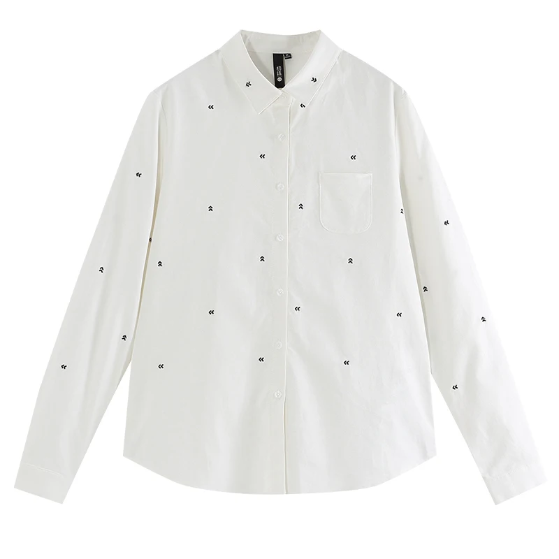 Toyouth, Женская Весенняя блузка, повседневная с вышитым сердцем, с длинным рукавом, белые рубашки, Новое поступление, женские блузки - Цвет: white
