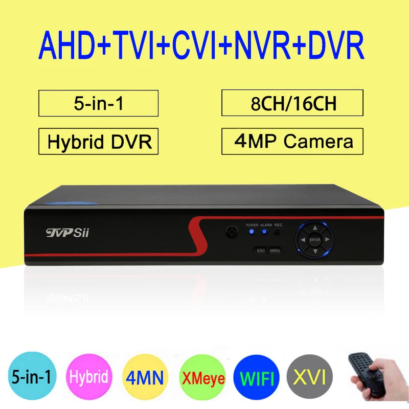 

4MP,1080P,960P,720P, Surveillance Camera Red Panel Hi3521A 4MN 16CH/8CH 6 in 1 Hybrid WIFI XVI TVi CVI NVR AHD DVR Free Shipping