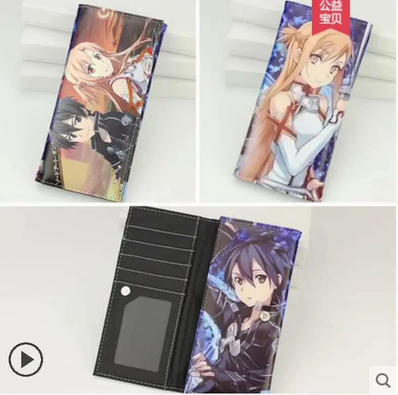 Sword Art Online японский мультфильм аниме кошелек унисекс PU Короткие Длинные стандартные кошельки Yuuki Asuna Kirigaya Kazuto кошелек