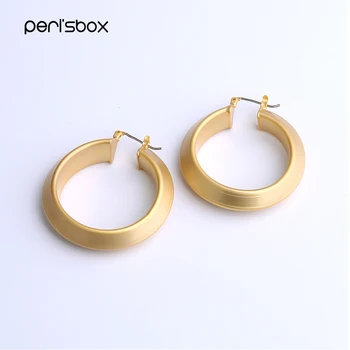 

Peri'sBox Matte Gold Sliver Metal Thick Hoops Earrings for Women Bohemia Round Circle Earrings Simple Big Hoop Earrings Bijoux