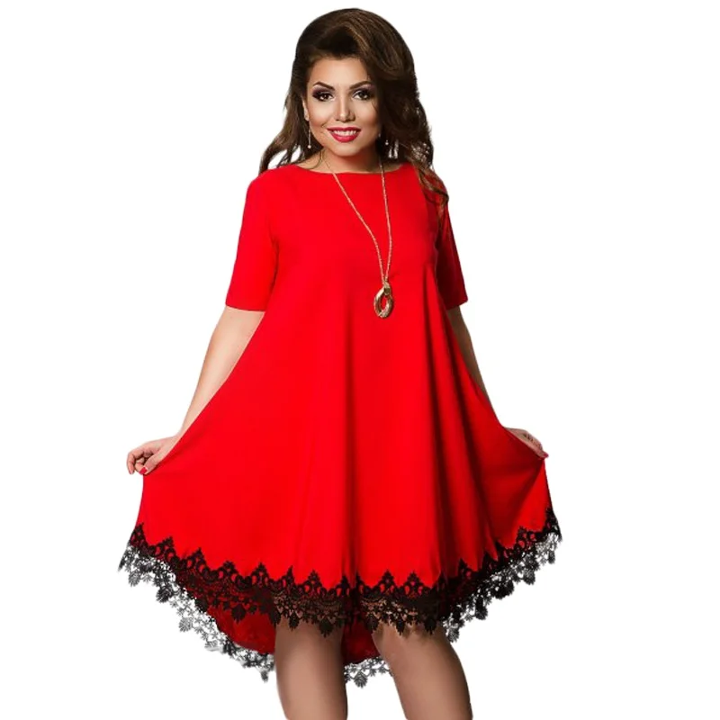 النساء حجم كبير 5XL 6XL خليط شرابة اللباس 2017 عارضة فضفاضة الإناث الملابس الأزرق الأحمر الشيفون Vestidos