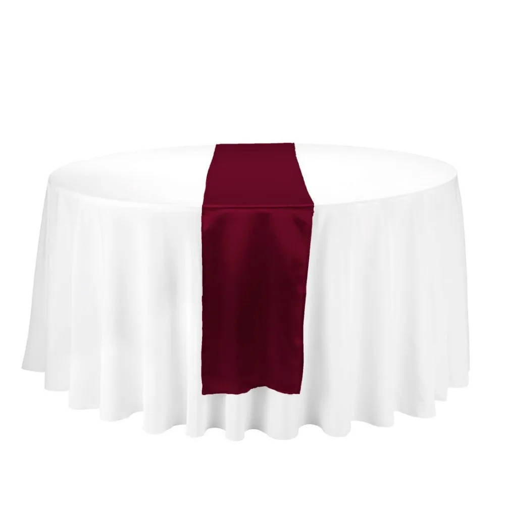 

15Pcs Burgundy 12" x 108" Elegant Satin Table Runners Table Cloth for Wedding Party Banquet Decoration Free Shipping