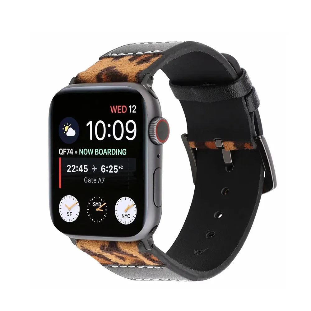 Леопардовый кожаный ремешок для Apple Watch Series3/4 ремешок для часов 38 мм 42 мм 40 мм 44 мм кожаный ремешок для часов