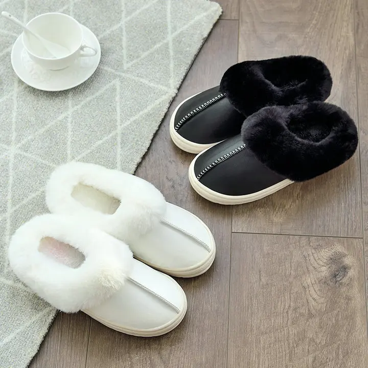 New Style Antiskid Eva Sole Ladies Winter Slippers Women Soft Winter Slides Safety Classic Fur Fluffy Leather Slippers (16)