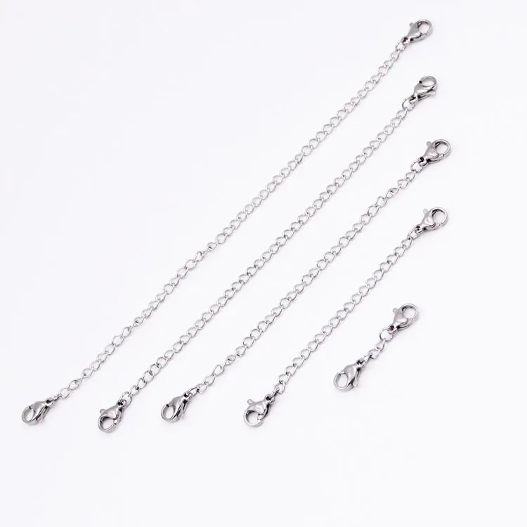 50pcs Metal Stainless Steel Extender Chains With Lobster Clasps Gold Color Necklace Extension Chain For DIY Jewelry Accessories