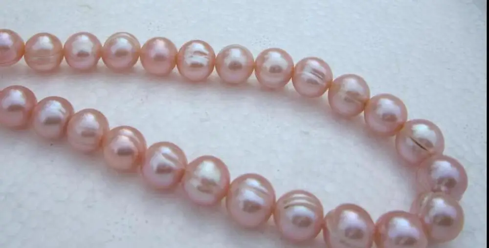 

HUGE AAA 12-11MM SOUTH SEA pink PEARL NECKLACE 18 INCH 14K GOLD (9.13)