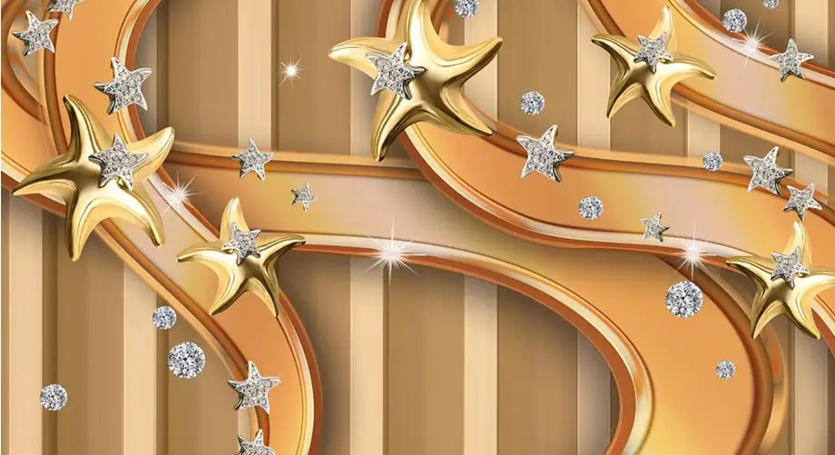 

custom 3D photo wall murals Golden Star Diamond Jewelry Background Wall nonwoven wallpaper