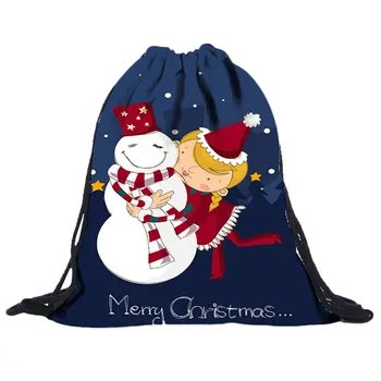

Fashion Non-Woven Bags Drawstring Women Bag 3D Digital Print Bouquet Pocket Backpack Christmas Character String backpack @C2