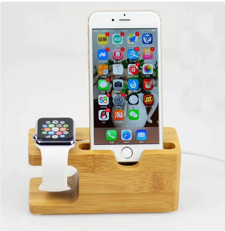 Real Bamboo Wooden Mobile Phone Stand Wood Holder Universal for Watch iPhone 6 7 6s 6plus 5 5s Plus Cradle | Мобильные телефоны и