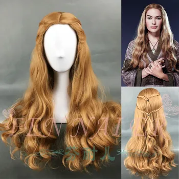 

New Arrival Game of Thrones Queen Cersei Lannister Dark Golden Wig Long Wavy Brown Hair Cosplay Wig Halloween Role Play