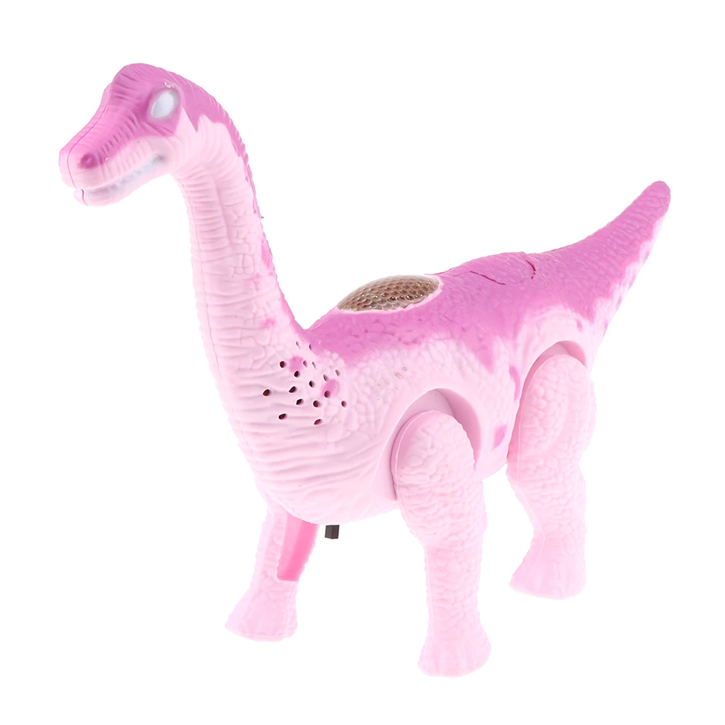 Plastic Battery Powered Walking Dinosaur Figure Model with Lights & Sounds Brachiosaurus Purple