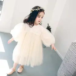 Новые весенние детские платья для девочек детские милые платье принцессы, сеточка платье для маленьких девочек одежда Вечерние платья